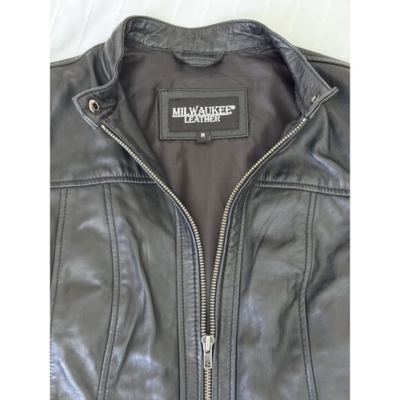 Milwaukee Leather SFL2825 Snap Collar Lambskin Motorcycle Leather Jacket Size M - Picture 8 of 14